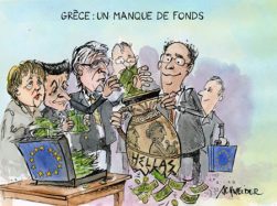 Karikatura: "Grčka: nedostatak finansijskih sredstava"